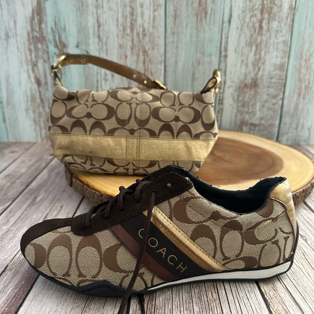 💓COACH Signature Sneakers & Mini Shoulder Bag